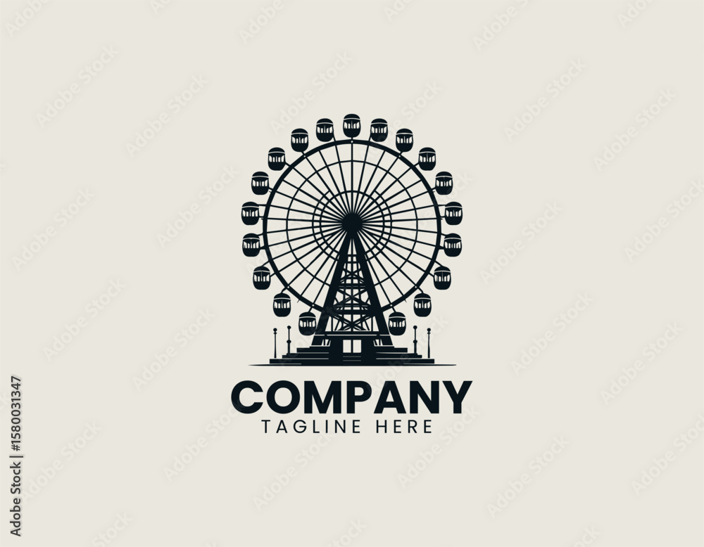 Obraz premium Vibrant Summer Bank Holiday Ferris Wheel Festival Fun Excitement Vector Logo Design
