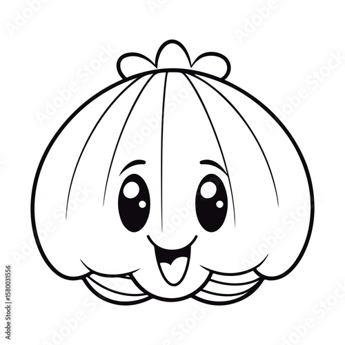 Coloring book for children baby Scallop vector illustration isolated on a white background.