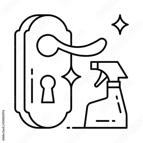 Door Knob Vector outline illustration style icon
