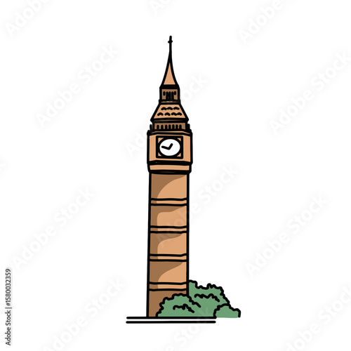 Big Ben London Cityscape Landmark Illustration for Travel, Architecture Poster, and Postcard Design