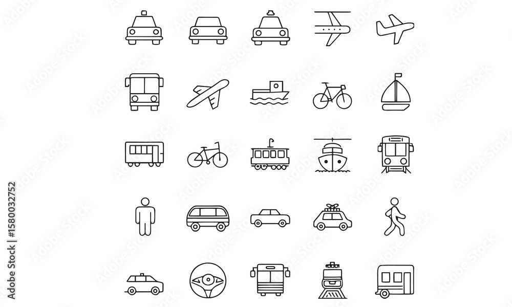 Fototapeta premium commercial vehicles line icon set vector