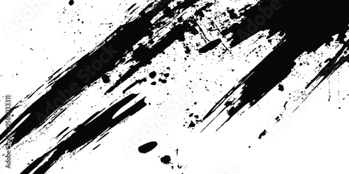 Black and white paintbrush strokes white transparent background. scratches for wallpaper, paint splatter template, dirt banner, watercolor design.