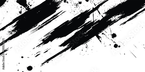 Black and white paintbrush strokes white transparent background. scratches for wallpaper, paint splatter template, dirt banner, watercolor design.