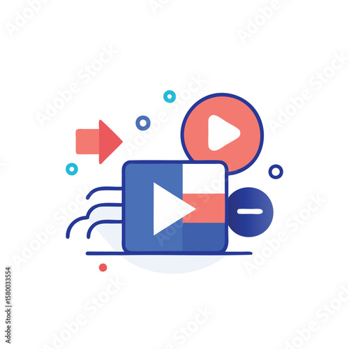 Play button icon with progress bar and forward arrow for video playback