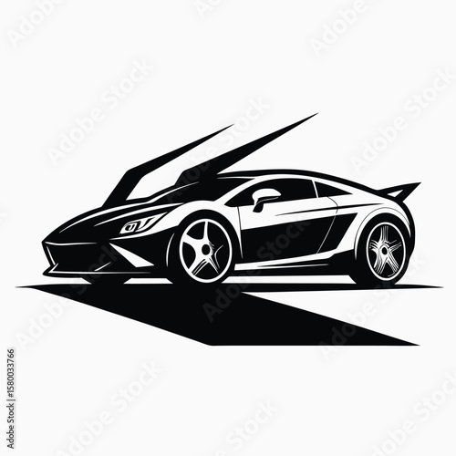 Car logo, auto detailing logo, automotive logo. Sports vehicle vector illustration, sports vehicle icon