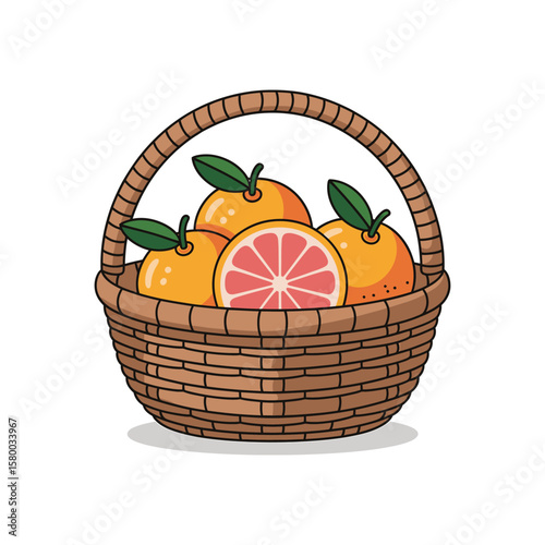 Fresh Oranges in a Woven Basket A Vibrant Citrus Harvest