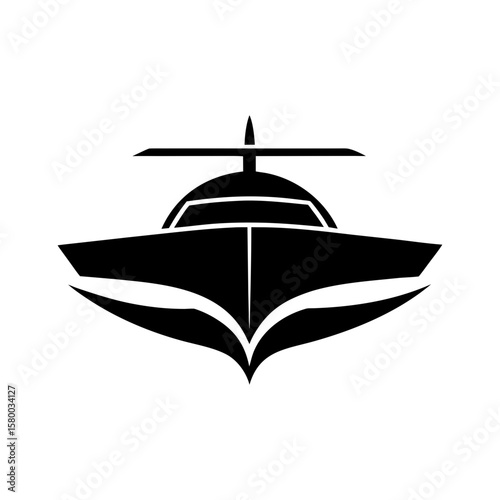 Hybrid of boat hull and car front with helix for eco mobility and transport symbol