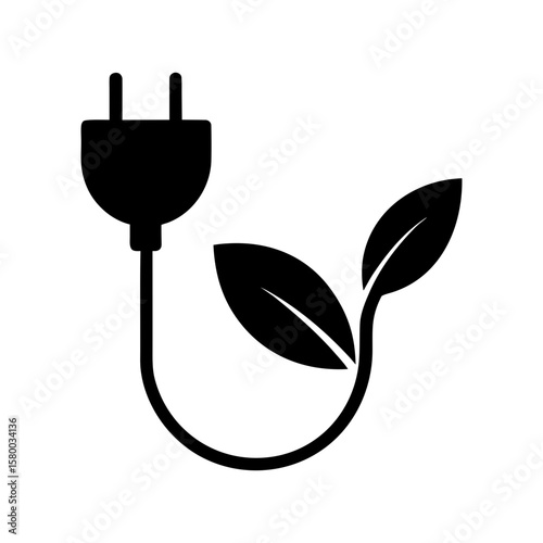 Eco plug with leaf merged design representing renewable energy and sustainability