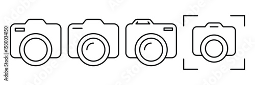 Photo camera icons set. camera logo. Camera icon set. camera vector black outline. Vector illustration
