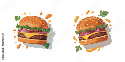 Juicy Cheeseburger Delicious Fast Food Illustration