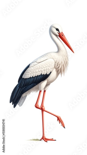 Detailed illustration of a stork