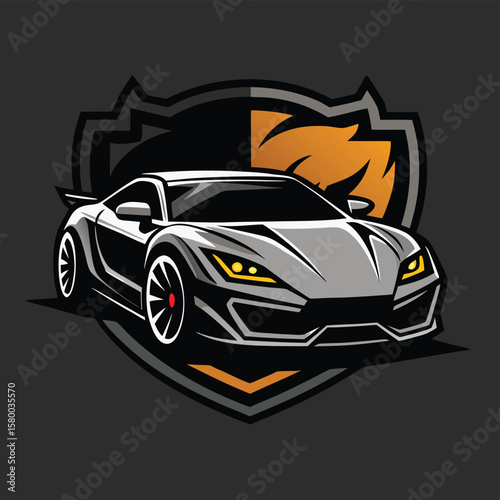 Car logo, auto detailing logo, automotive logo. Sports vehicle vector illustration, sports vehicle icon