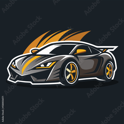 Car logo, auto detailing logo, automotive logo. Sports vehicle vector illustration, sports vehicle icon