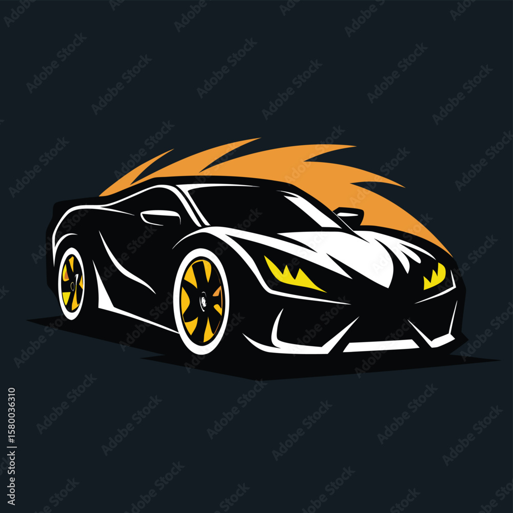 Fototapeta premium Car logo, auto detailing logo, automotive logo. Sports vehicle vector illustration, sports vehicle icon