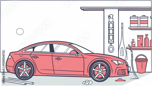 Red car in the garage