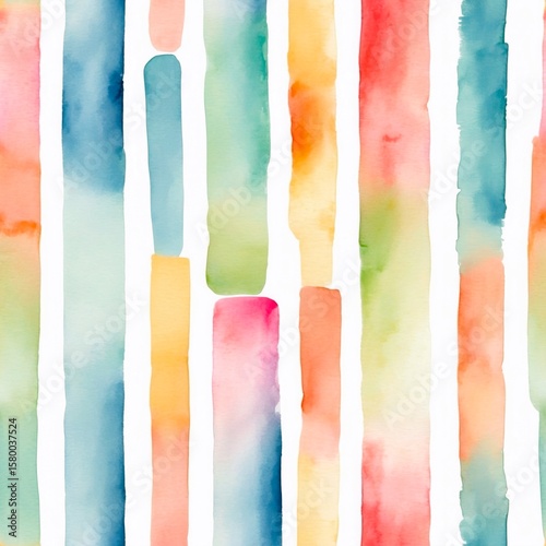 Colorful Watercolor Stripe Pattern on White Background Backdrop Wallpaper
