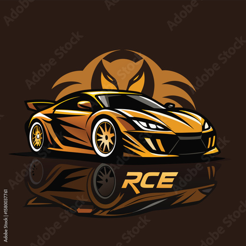 Car logo, auto detailing logo, automotive logo. Sports vehicle vector illustration, sports vehicle icon