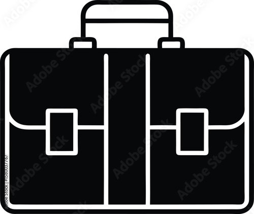 Black and white minimal business briefcase icon luggage