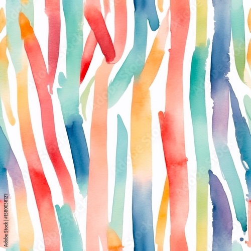 Colorful Watercolor Stripe Pattern on White Background Backdrop Wallpaper