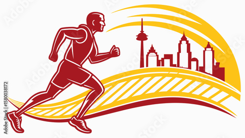 City marathon runner art