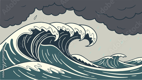 Ocean waves stormy sea