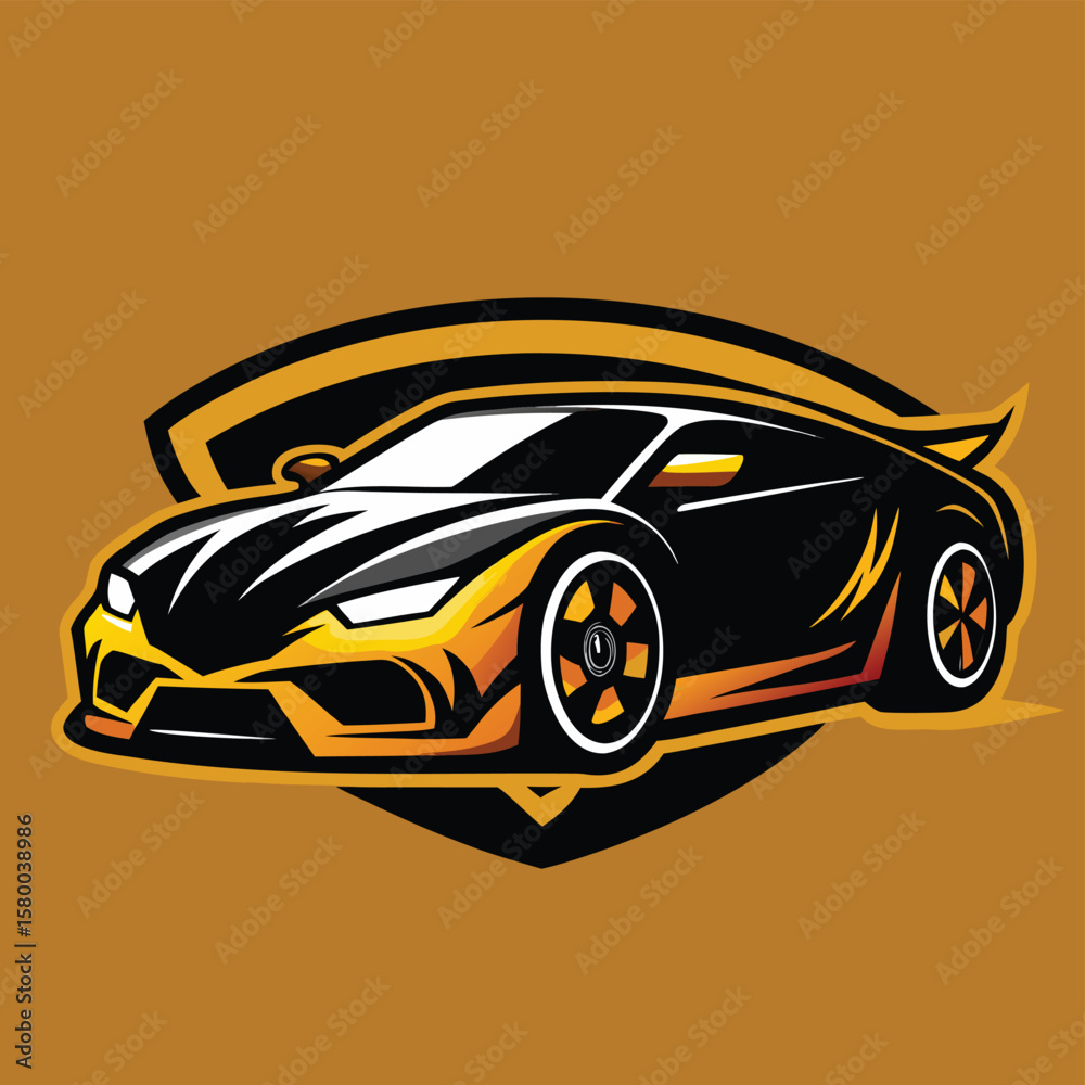 Naklejka premium Car logo, auto detailing logo, automotive logo. Sports vehicle vector illustration, sports vehicle icon