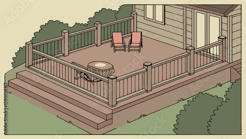 Backyard deck with chairs