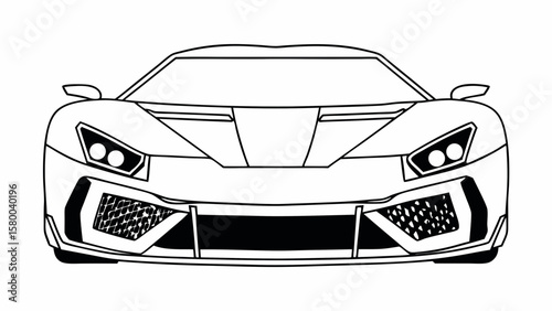 Front View Supercar Outline – Modern Sports Car Vector Illustration