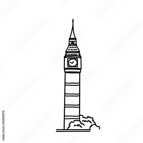 Big Ben London Cityscape Landmark Illustration for Travel, Architecture Poster, and Postcard Design