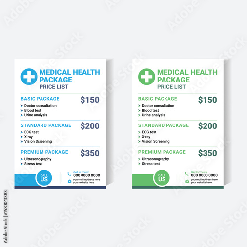 Medical Health Checkup Price List Flyer Template