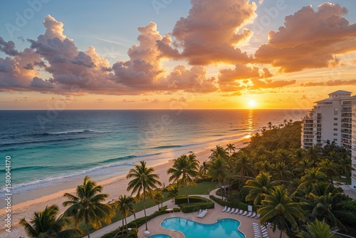 Breathtaking Sunset Scenery Over Punta Cana Tropical Beaches