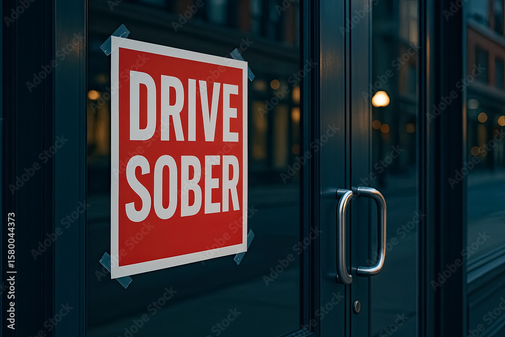 Drive Sober Awareness Poster on Store Window Drive Sober Awareness Poster on Store Window