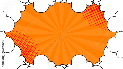 Orange comic book explosion suitable for dynamic designs. Perfect for superhero illustrations, action packed scenes, or vibrant graphic novel covers.