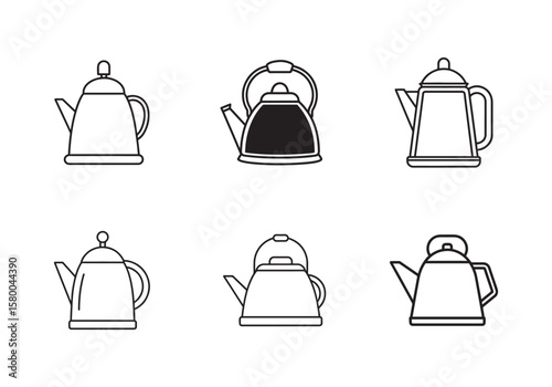 kettle icon line art vector illustration
