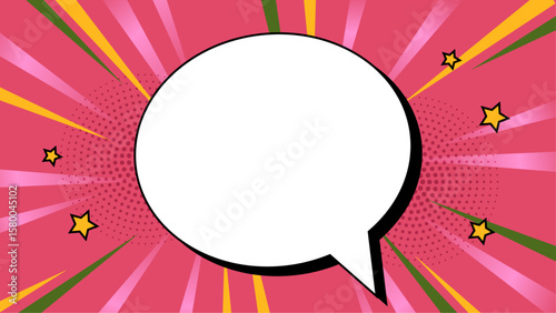 Pink comic book style with a blank speech bubble. Suitable for adding text, quotes, or conversations in a fun way.