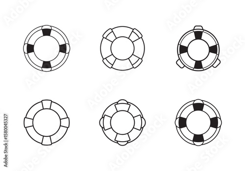lifebuoy icon line art vector illustration