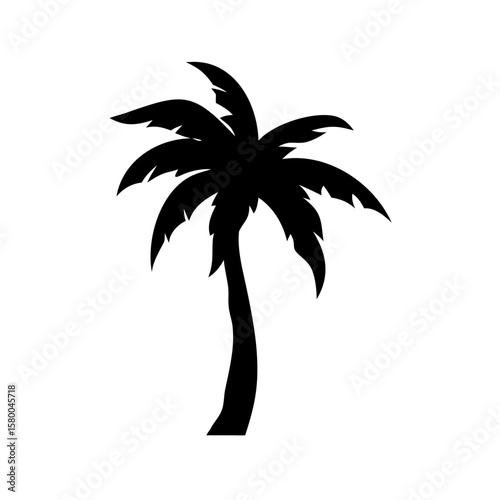 Minimal Palm Tree Silhouette Icon – Tropical Vector Art