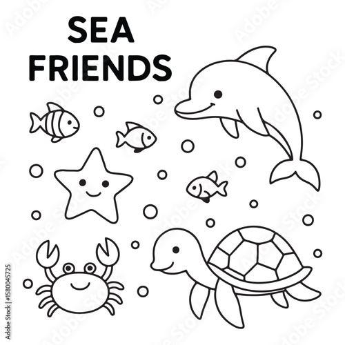 Cute Ocean Animals Vector Set And Underwater Sea Creatures Collection