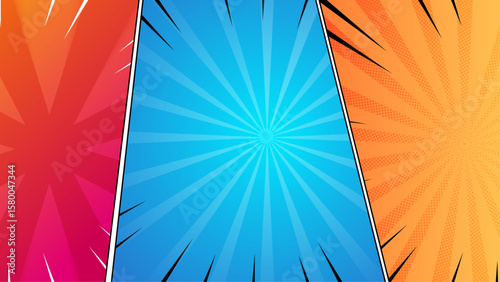 Colorful background in comic book style, perfect for vibrant designs, digital art projects, comics, posters, and children's publications.