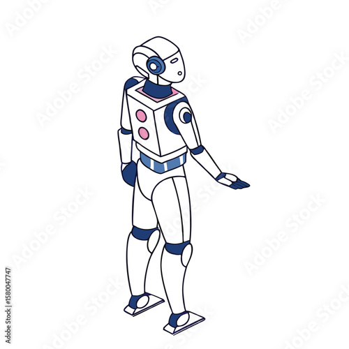Futuristic Robot Design A Clean Isometric Illustration of Next-Generation Robotics Technology