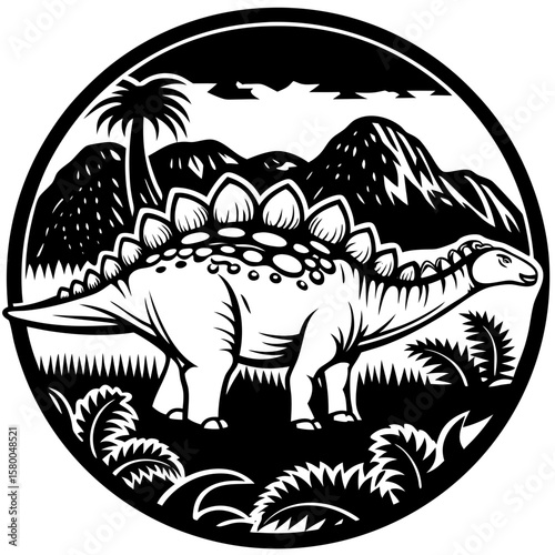stegosaurus (linocut style)