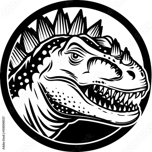 dinosaur (linocut style)