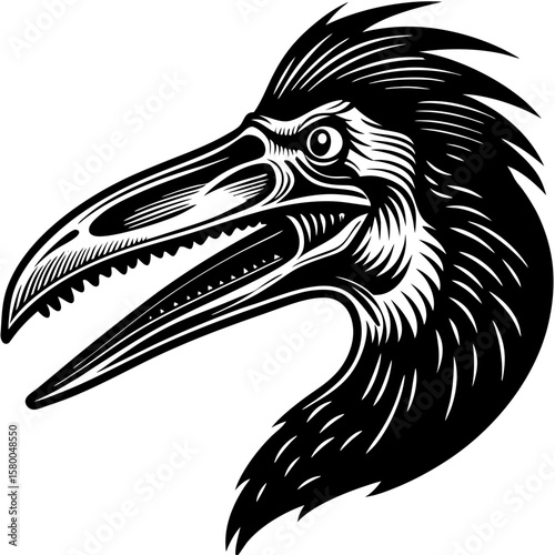 quetzalcoatlus (linocut style)