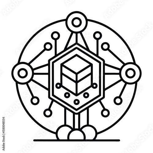 Geometric Machine Learning Concept A White Background Illustration of Interconnected Nodes and Data
