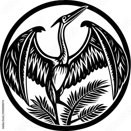 quetzalcoatlus (linocut style)