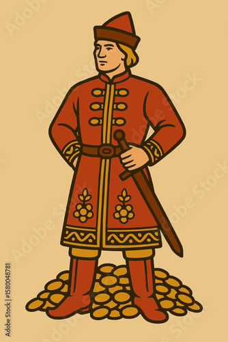 Ivan Tsarevich with a sword from Slavic fairy tales