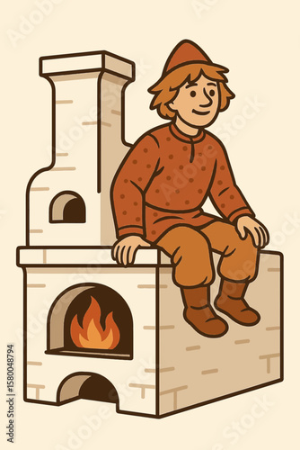 Ivanushka the Fool on the stove from Slavic fairy tales