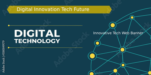 Digital Technology Innovation Web Banner with Futuristic Network Design for Tech Startups and Innovation Companies