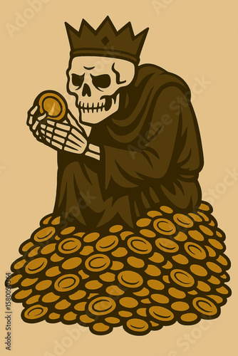 Koshchei the Deathless on gold from Slavic fairy tales