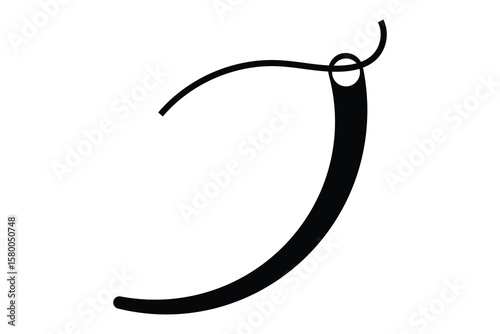 Surgical Needle and Suture Needle Icon on white background.